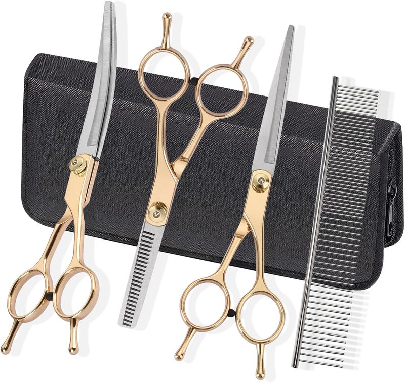 Fcysy Dog Grooming Kit - Hair Scissors Thinning Shears Set for Dogs & Cats - Image 1